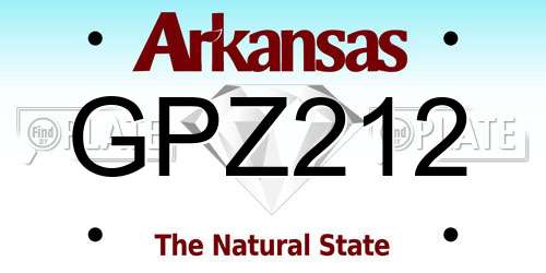 GPZ212 Arkansas License Plate