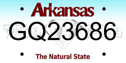 GQ23686 Arkansas License Plate