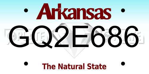 GQ2E686 Arkansas License Plate