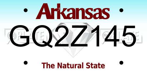 GQ2Z145 Arkansas License Plate