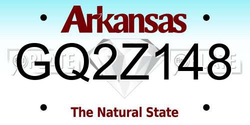 GQ2Z148 Arkansas License Plate