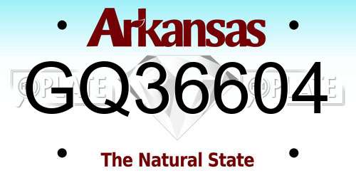 GQ36604 Arkansas License Plate