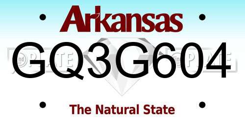 GQ3G604 Arkansas License Plate