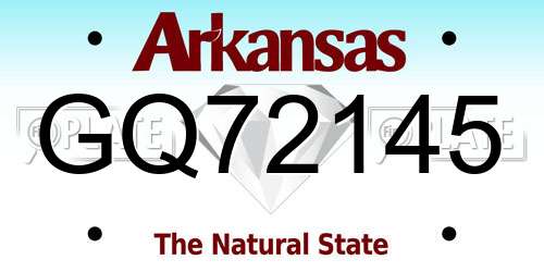 GQ72145 Arkansas License Plate