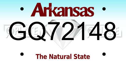 GQ72148 Arkansas License Plate
