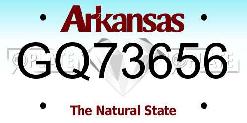 GQ73656 Arkansas License Plate