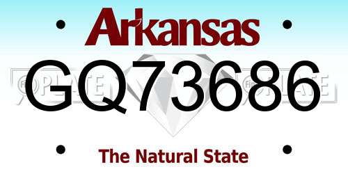 GQ73686 Arkansas License Plate