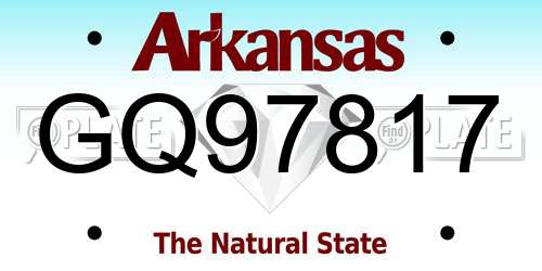 GQ97817 Arkansas License Plate