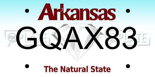 GQAX83 Arkansas License Plate