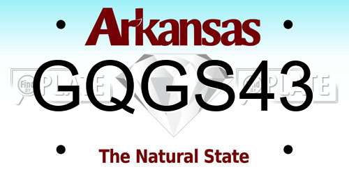 GQGS43 Arkansas License Plate