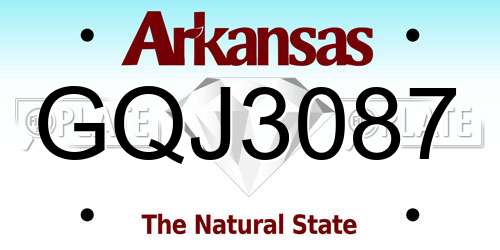 GQJ3087 Arkansas License Plate