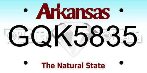 GQK5835 Arkansas License Plate