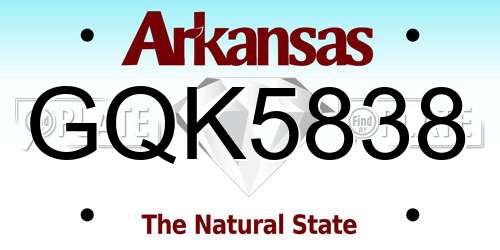GQK5838 Arkansas License Plate