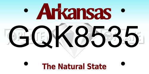GQK8535 Arkansas License Plate