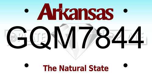 GQM7844 Arkansas License Plate