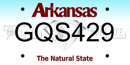 GQS429 Arkansas License Plate