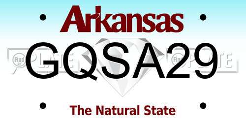 GQSA29 Arkansas License Plate