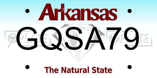 GQSA79 Arkansas License Plate
