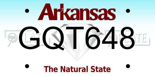 GQT648 Arkansas License Plate