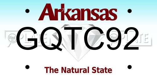 GQTC92 Arkansas License Plate