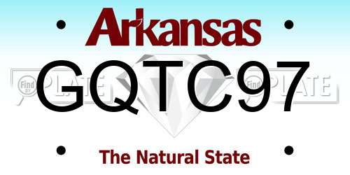 GQTC97 Arkansas License Plate
