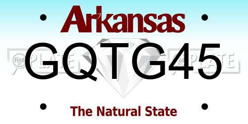 GQTG45 Arkansas License Plate