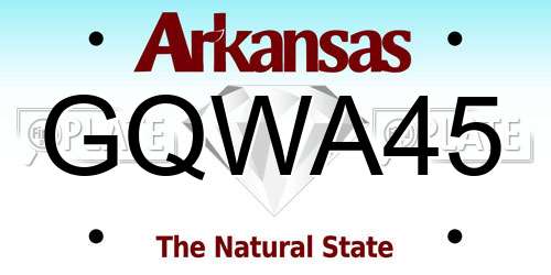 GQWA45 Arkansas License Plate