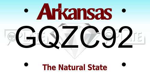 GQZC92 Arkansas License Plate