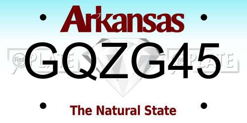 GQZG45 Arkansas License Plate