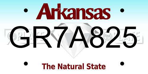 GR7A825 Arkansas License Plate