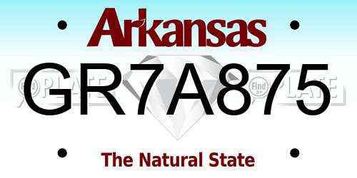 GR7A875 Arkansas License Plate