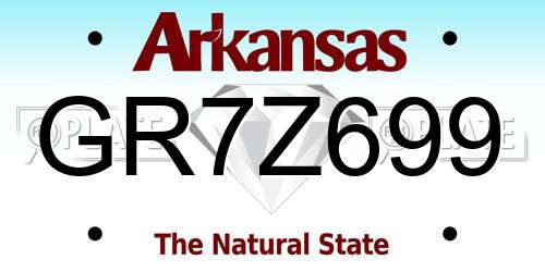 GR7Z699 Arkansas License Plate
