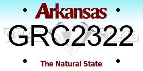 GRC2322 Arkansas License Plate