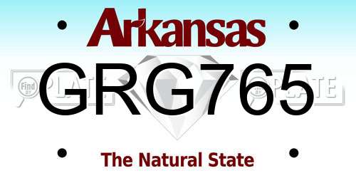 GRG765 Arkansas License Plate