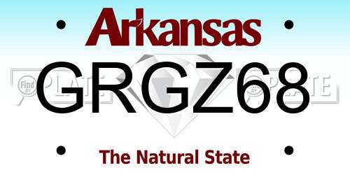 GRGZ68 Arkansas License Plate