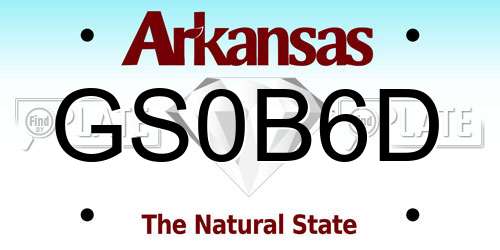 GS0B6D Arkansas License Plate