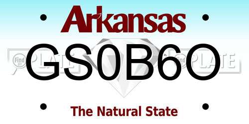 GS0B6O Arkansas License Plate
