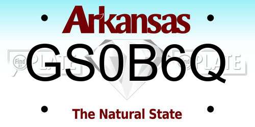 GS0B6Q Arkansas License Plate