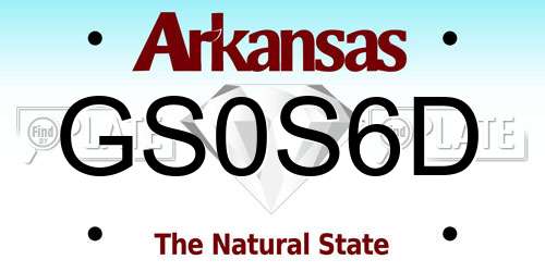 GS0S6D Arkansas License Plate