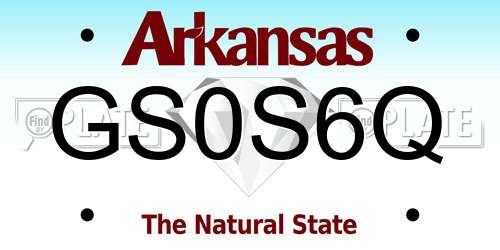 GS0S6Q Arkansas License Plate