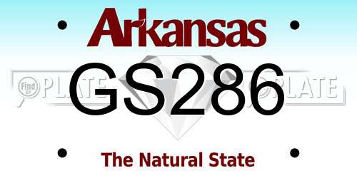 GS286 Arkansas License Plate