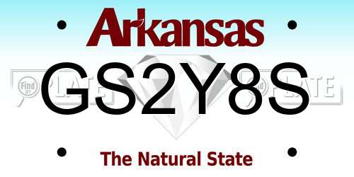 GS2Y8S Arkansas License Plate