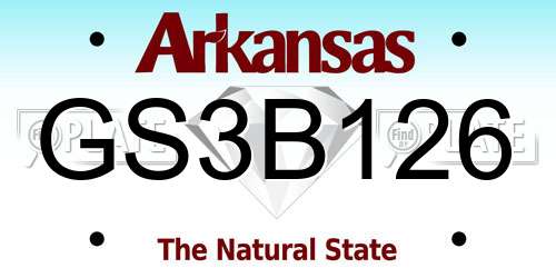 GS3B126 Arkansas License Plate
