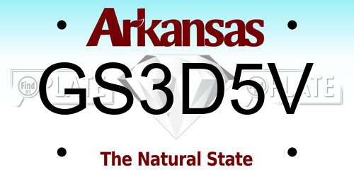 GS3D5V Arkansas License Plate