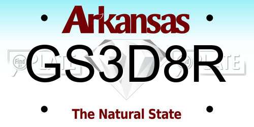 GS3D8R Arkansas License Plate