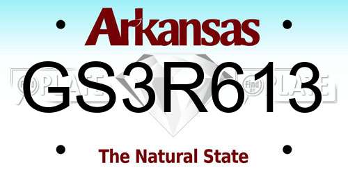 GS3R613 Arkansas License Plate