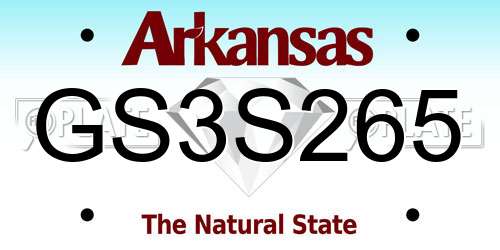 GS3S265 Arkansas License Plate