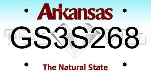 GS3S268 Arkansas License Plate