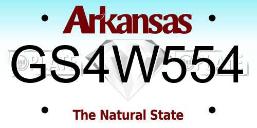 GS4W554 Arkansas License Plate