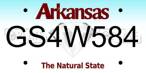 GS4W584 Arkansas License Plate